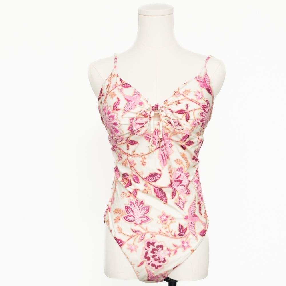 Seafolly Floral Drawstring Keyhole One Piece Swimsuit - Picture 2 of 11